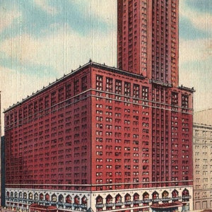 Carte postale vintage, Chicago, Illinois, Morrison Hotel, Carte postale, Carte postale en lin, Carte postale ancienne, Carte postale de Chicago, Chicago Morrison Hotel