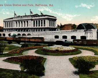 Vintage Postkarte, Baltimore, Maryland, Union Station, Postkarte, alte Postkarte, Postkarte, Maryland Postkarte