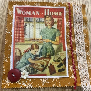 Fabric Snippet, Junk Journal, Fabric Photo, Lady, Woman, Fabric Collage, Journaling Page, Journal Pocket, Slow stitch, Snippet, Fabric Page