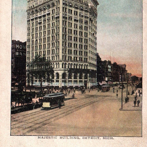 Vintage Postcard, Detroit, Michigan, Majestic Building, Postcard, Old Postcard, Michigan Postcard, Detroit Postcard, Antique Postcard