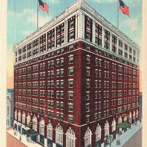 Vintage Postcard, Hotel Muehlebach, Kansas City, Missouri, Postcard, Linen Postcard, Old Postcard, Kansas City Postcard, Kansas City Hotel