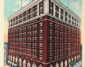 Vintage Postcard, Hotel Muehlebach, Kansas City, Missouri, Postcard, Linen Postcard, Old Postcard, Kansas City Postcard, Kansas City Hotel