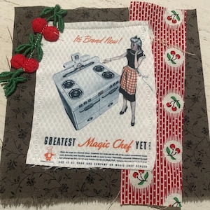 Fabric Snippet, Junk Journal Page, Mixed Media, Housewife, Vintage, Cottage, Sewing, Vintage Photograph, Journal, Journaling, Snippet
