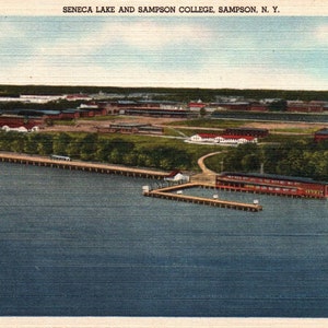 Leinen Postkarte, Sampson, New York, Seneca Lake, Sampson College, Postkarte, Alte Postkarte, Sampson Postkarte, New York Postkarte