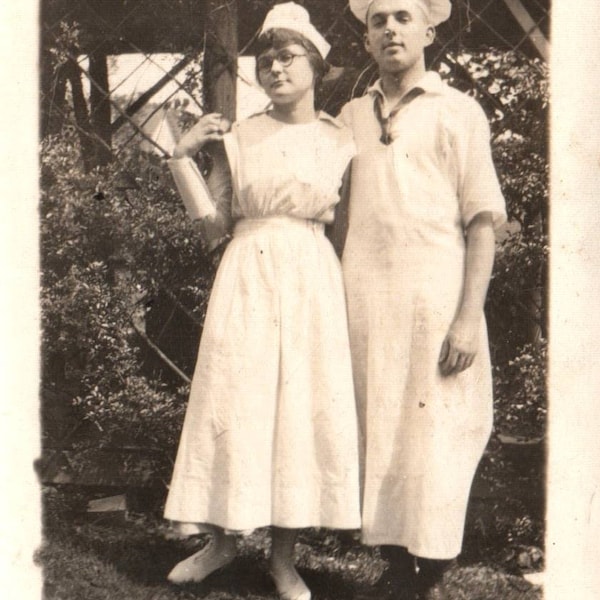 Found Photo, Maid and Chef, Couple, Servants, Vernacular Photo, Vintage Photograph, Black and White, Old Photograph, Found Photograph