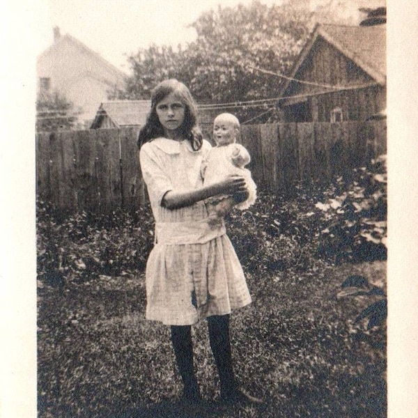 Found Photo, Girl and Her Doll, Vintage Photograph, Black and White, Old Photograph, Found Photograph, Vernacular, Vernacular Photograph