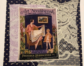 Fragmento de tela: Collage fotográfico floral en tela para diario creativo, ama de casa, bordado.