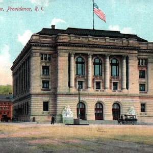 carte postale vintage, Providence, Rhode Island, bureau de poste, carte postale, carte postale ancienne, bureau de poste de Providence, carte postale de Providence