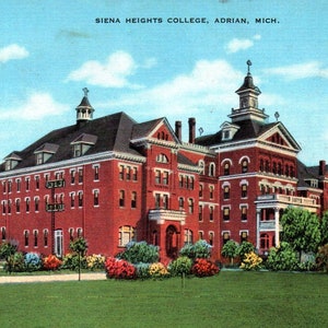 Vintage Postkarte, Adrian, garchigan, Siena Höhen College, Postkarte, Leinen Postkarte, Alte Postkarte, Adrian Postkarte, Michigan Postkarte