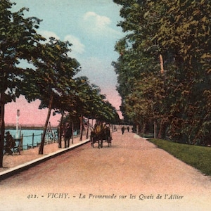 Vintage Postkarte, Vichy, Frankreich, La Spaziergang, Quais de l'Allier, Postkarte, Antike Postkarte, Französische Postkarte, Vichy Frankreich Postkarte, Geschenk