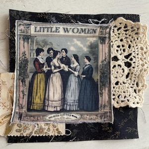 Fabric Snippet, Junk Journal Snippet, Fabric Photograph, Little Women , Authoress, Writer, Journal, Junk Journal, Slow Stitch, Snippet