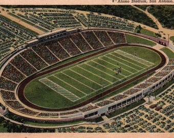 Vintage Postcard, San Antonio, Texas, Alamo Stadium, Postcard, Linen Postcard, Alamo Postcard, San Antonio Postcard, Texas Football