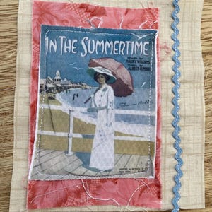 Fabric Snippet, Junk Journal Snippet, Fabric Photograph, Vintage Sheet Music, Lady, Glamour, Journal, Junk Journal, Slow Stitch, Snippet
