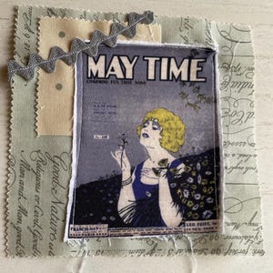 Fabric Snippet, Junk Journal Snippet, Fabric Photograph, Vintage Sheet Music, Lady, Glamour, Journal, Junk Journal, Slow Stitch, Snippet