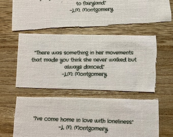 Fabric Quotes, Quotes on Fabric, Junk Journal, Quilting, Journaling, Slow Stitching, Anne of Green Gables, Fabric Words, Fabric Snippet