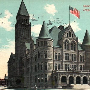 Cartão postal antigo, Dayton, Ohio, Steele High School, 1910, Cartão postal, Cartão postal antigo, Dayton Ohio High School, Cartão postal de Dayton, Dayton Ohio