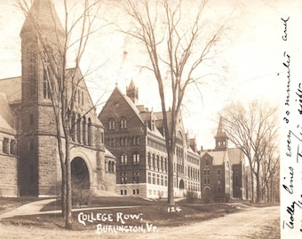 Vintage Postcard, RPPC, Burlington, Vermont, College Row, Postcard, Real Photo Postcard, Found Photo, Vermont Postcard, Burlington Postcard