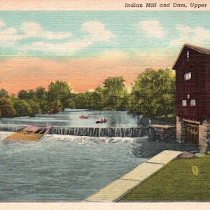 Vintage Postcard, Sandusky, Ohio, Indian Mill, Dam, Upper Sandusky, Postcard, Linen Postcard, Sandusky Postcard, Ohio Postcard, Sandusky Dam