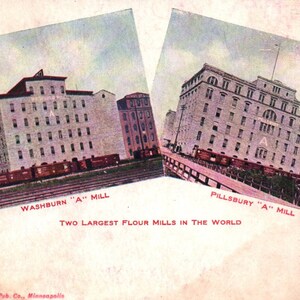 Cartolina d'epoca, Springfield, Illinois, Mulino di Pillsbury, Mulino Washburn, Mulini per farina, Cartolina, Vecchia cartolina, Cartolina antica, Fresatura