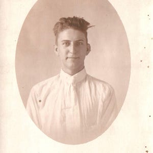 Found Photo, Handsome Young Man, Smiling Guy, Postcard, RPPC, Real Photo Postcard, Antique, Ephemera, Black and White, Vernacular