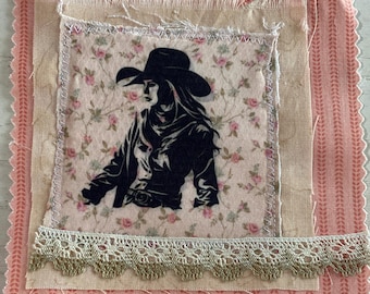 Retazo de tela, diario de recortes, vaquera, estilo western, parche