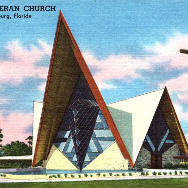 Vintage Postcard, St. Petersburg, Florida, Grace Lutheran Church, Postcard, Old Postcard, Linen Postcard, Florida Church, Florida Postcards