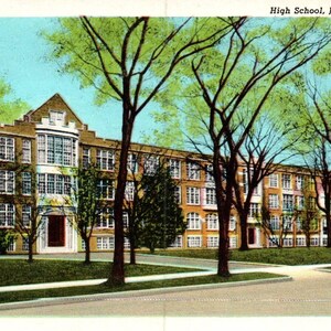 Cartão postal vintage, Jackson, Michigan, High School, Cartão postal, Cartão postal de linho, Cartão postal antigo, Jackson High School, Jackson Michigan