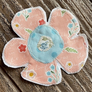 Boho Flower Patch, Blue, Patch for Jeans, Bags, Junk Journal, Jackets, Sweatshirts