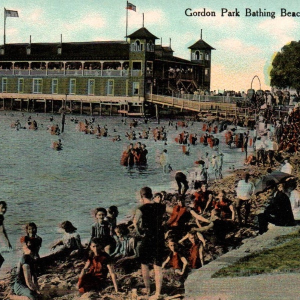 Vintage Postcard, Cleveland, Ohio, Gordon Park, Bathing Beach, Postcard, Old Postcard, Antique Postcard, Cleveland Postcard, Cleveland