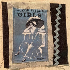 Fabric Snippet, Junk Journal Snippet, Fabric Photograph, Vintage Sheet Music, Lady, Glamour, Journal, Junk Journal, Slow Stitch, Snippet
