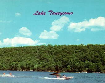 Postal vintage del lago Taneycomo, recuerdo de viaje de los Ozarks de Misuri