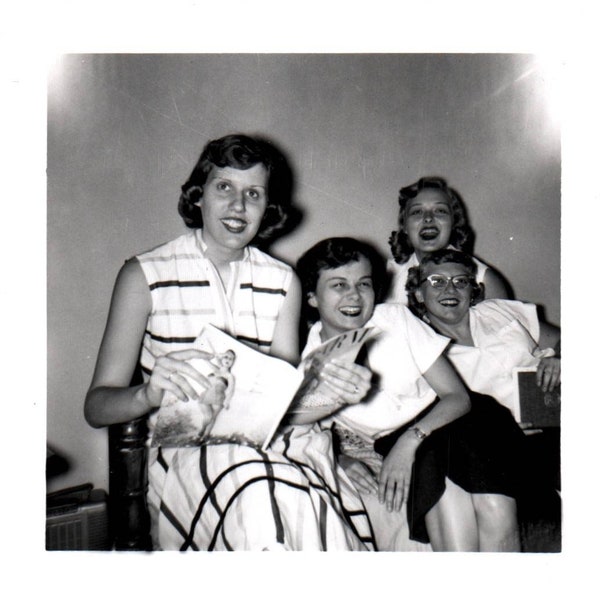 Found Photo, College Girls, Sorority Sisters, Vintage Photograph, Black and White Photograph, Women Photographs, 50s Photograph