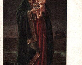 Vintage Postcard, Madonna and Child, Maris Stella, Star of the Sea, Painting, Artist Postcard, Old Postcard, Antique Postcard, Mary