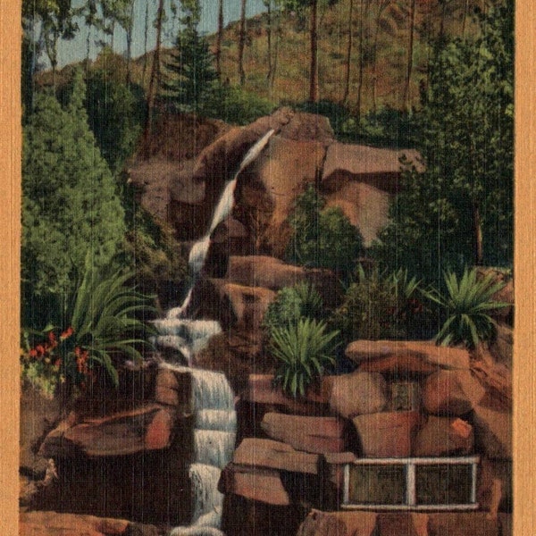 Vintage Postcard, Riverside, California, Mt. Rubidoux, St. Francis Falls, Postcard, Linen Postcard, California Postcard, Riverside Postcard
