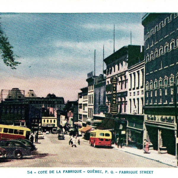 Vintage Postcard, Quebec, Canada, Fabrique Street, Postcard, Old Postcard, Quebec Postcard, Canada Postcard
