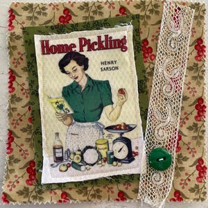 Fabric Snippet, Junk Journal Page, Mixed Media, Housewife, Sewing, Needlewoman, Vintage Photograph, Journal, Journaling, Snippet