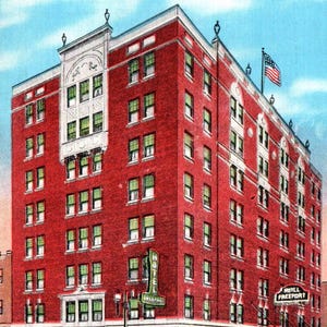 Cartolina d'epoca, Freeport, Illinois, Hotel Freeport, cartolina, cartolina di lino, cartolina Freeport, cartolina Illinois, Freeport Hotel Vintage
