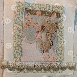 Snippet, Junk Journal, Flowers, Fairy, Patch, Mixed Media, 5 by 5 Inch