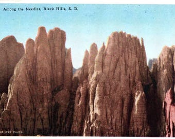 Cartolina d'epoca, Black Hills, South Dakota, The Needles, cartolina, cartolina antica, cartolina Black Hills, regalo Black Hills, regalo cartolina