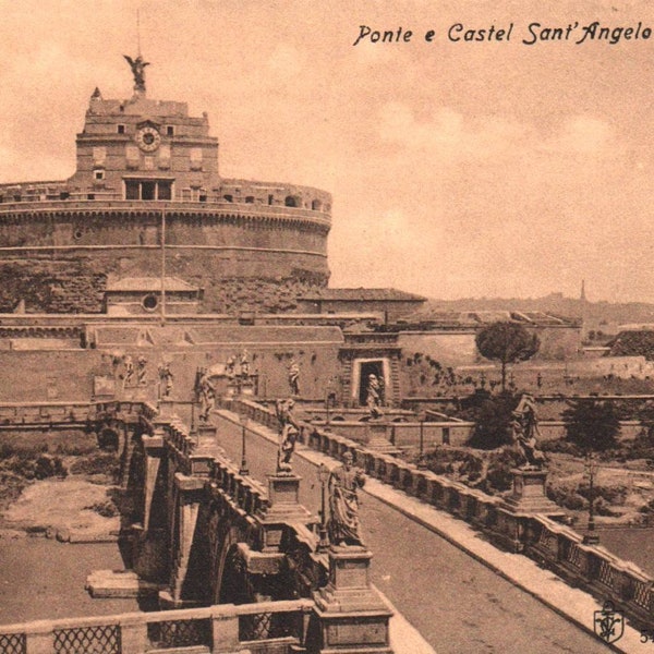 Rome, Italy, Ponte e Castel Sant'Angelo, Postcard, Vintage Postcard, Old Postcard, Rome Postcard, Italy Postcard, Italy Travel Journal