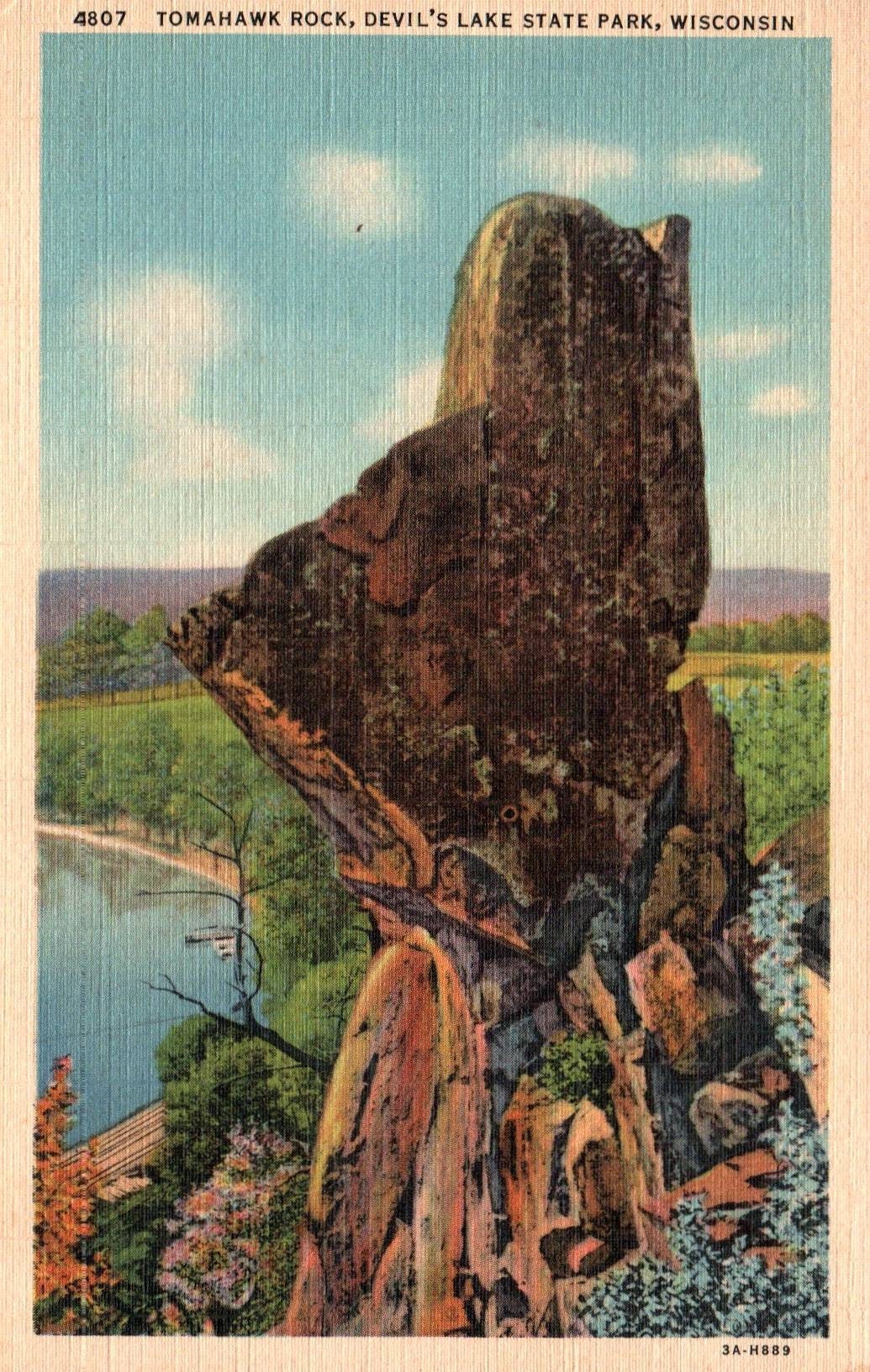Vintage Postcard, Tomahawk Rock, Devils Lake State Park, Wisconsin, Linen  Postcard, Old Postcard, Wisconsin Postcard, Devils Lake Postcard