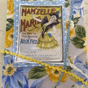 Fabric Snippet, Junk Journal Snippet, Fabric Photograph, Vintage Sheet Music, Lady, Sewing, Journal, Junk Journal, Slow Stitch, Snippet