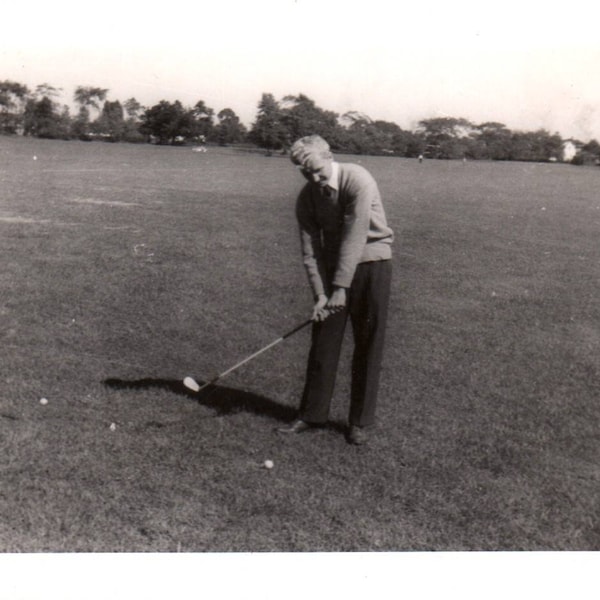 Vintage Photograph, Man Golfing, Golfer, Vernacular Photo, Ephemera, Junk Journal, Mixed Media, Black and White Photograph