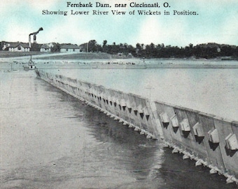Cincinnati, Ohio, Fernbank Dam, carte postale vintage, carte postale, carte postale ancienne, carte postale de l’Ohio, carte postale de Cincinnati, histoire de Cincinnati