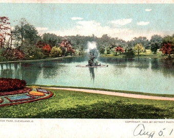 Vintage Postcard, Cleveland, Ohio, Wade Park, 1900, Old Postcard, Vintage Postcard, Cleveland Postcard, Wade Oval, Cleveland History