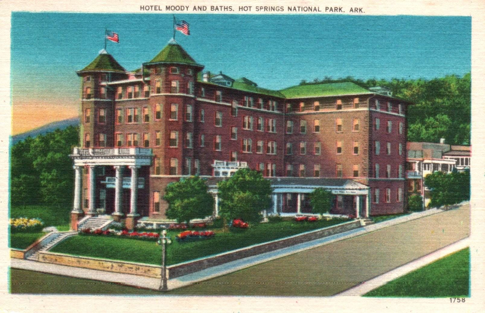 Vintage Postcards, Hot Springs National Park, Hotel Moody, Bath - Main Image