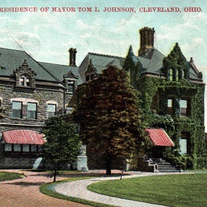 Vintage Postkarte, Cleveland, Ohio, Tom L Johnson, Residenz, Mayor, Postkarte, alte Postkarte, Cleveland Postkarte, Ohio Postkarte, CLE