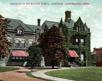 Vintage Postcard, Cleveland, Ohio, Tom L Johnson, Residence, Mayor, Postcard, Old Postcard, Cleveland Postcard, Ohio Postcard, CLE