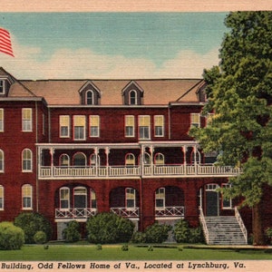 Odd Fellows Home, Lynchburg, Virginia, cartão postal de linho, cartão postal vintage, cartão postal antigo, coisas efêmeras, cartões postais, Odd Fellows, Junk Journal