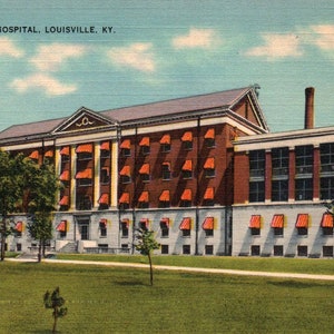 Linen Postcard, Louisville, Kentucky, Marine Hospital, Vintage Postcard, Old Postcard, Kentucky Postcard, Military Postcard